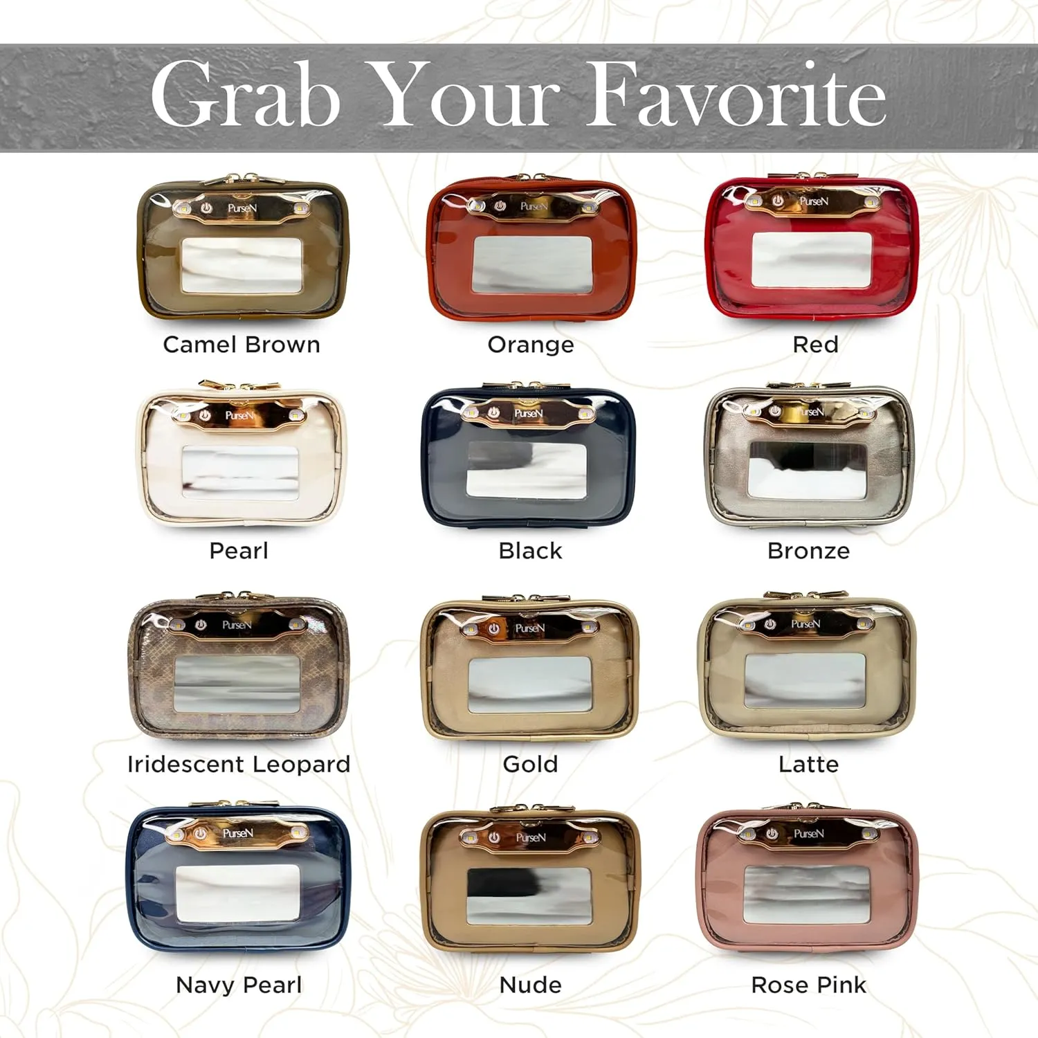OFT 2024 LITTMINI Lighted Mirror Case - Small Makeup Bag with Detachable Mirror & Multiple Pouches for Organization - Vegan Leather, Mini Makeup Bag Ideal for Travel & Everyday Essentials (Gold)