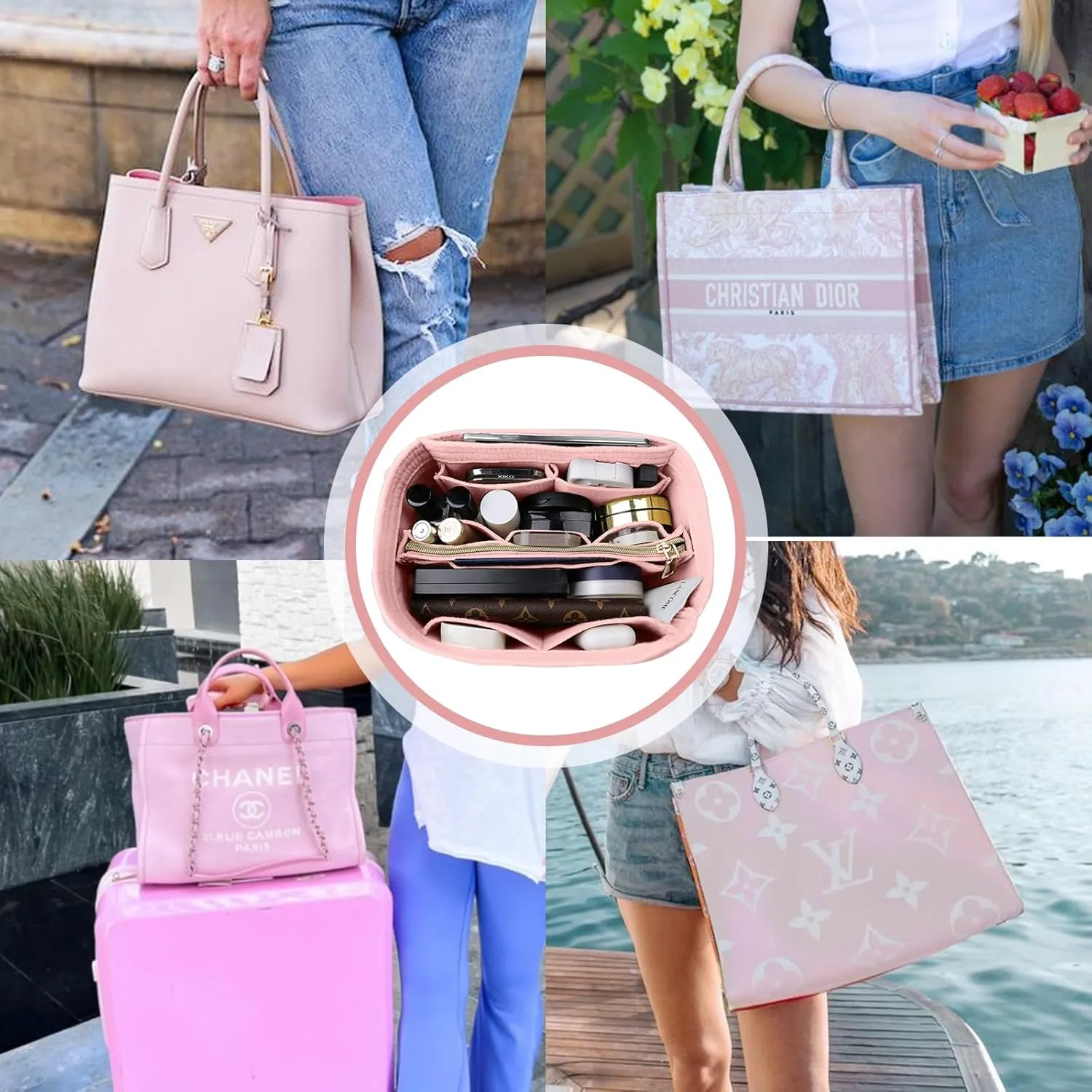 OMYSTYLE Purse Organizer Insert, Felt Tote Bag Organizer Insert with 5 Sizes, Handbag Dividers for Inside Purse, Compatible with Longchamp, Neverful, Speedy and More