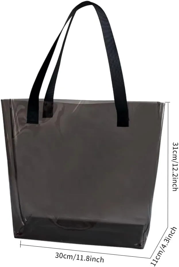 ONEART 2 Pieces Hot pink Clear Tote Bags, Waterproof Seethrough Bag Vinyl Handle Bag, Transparent Tote Bag for Women