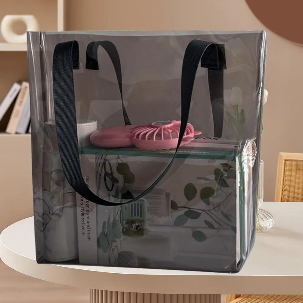ONEART 2 Pieces Hot pink Clear Tote Bags, Waterproof Seethrough Bag Vinyl Handle Bag, Transparent Tote Bag for Women