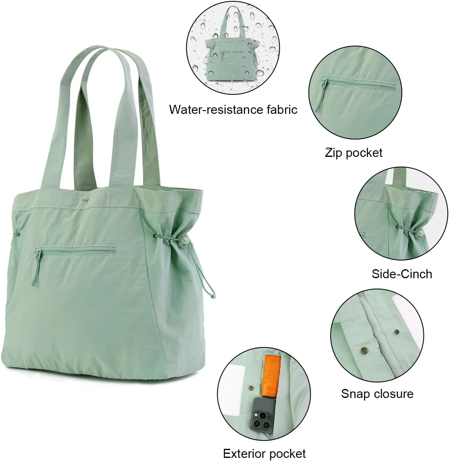 ORAD Tote Bag for Women, Large Hobo Bag,Gym Tote Bags for Women with 18L Side-Cinch Shopper Shoulder Bag Handbag for Travel