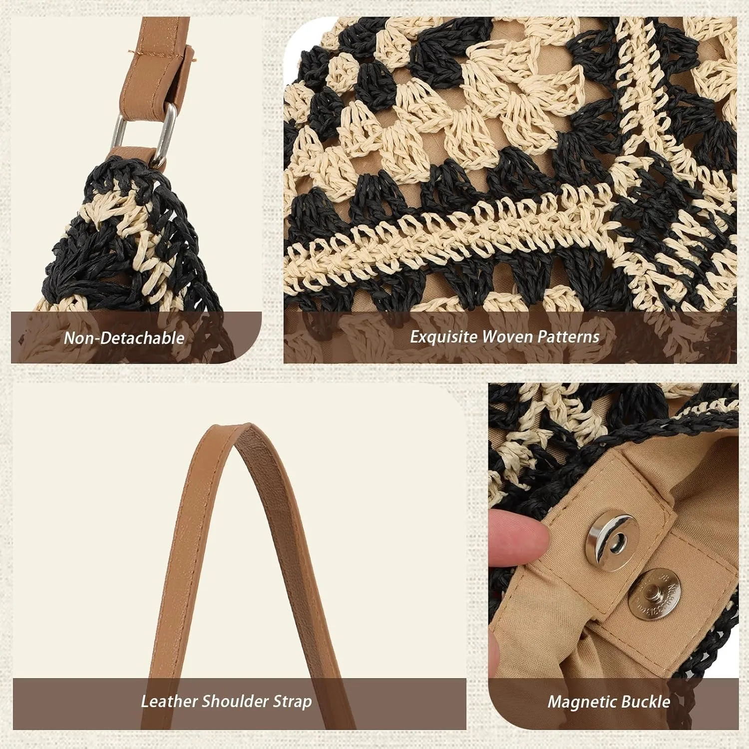 Orgone Beach Bag, Straw Beach Tote Knit bags, Summer Woven Handbag, Shoulder Boho Bag for Women