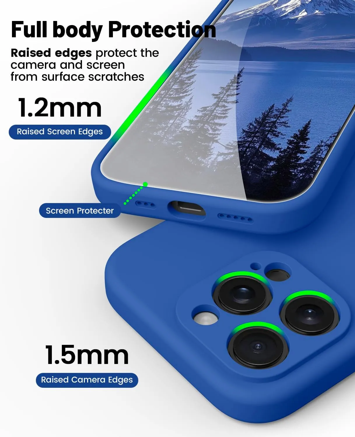 OTOFLY for iPhone 16 Pro Max Case, Compatible with MagSafe, Shockproof Magnetic Silicone Case for iPhone 16 Pro Max,[Military Grade Protection] [2 Pack Screen Protectors], Classic Blue