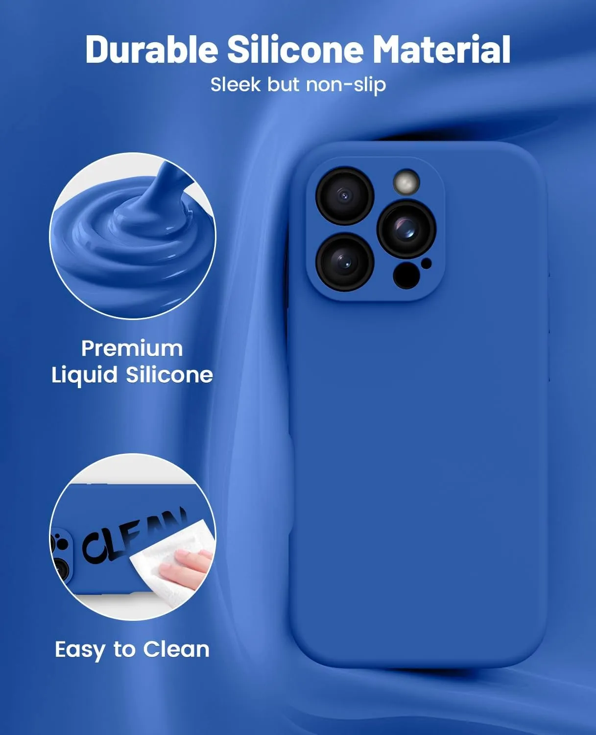 OTOFLY for iPhone 16 Pro Max Case, Compatible with MagSafe, Shockproof Magnetic Silicone Case for iPhone 16 Pro Max,[Military Grade Protection] [2 Pack Screen Protectors], Classic Blue
