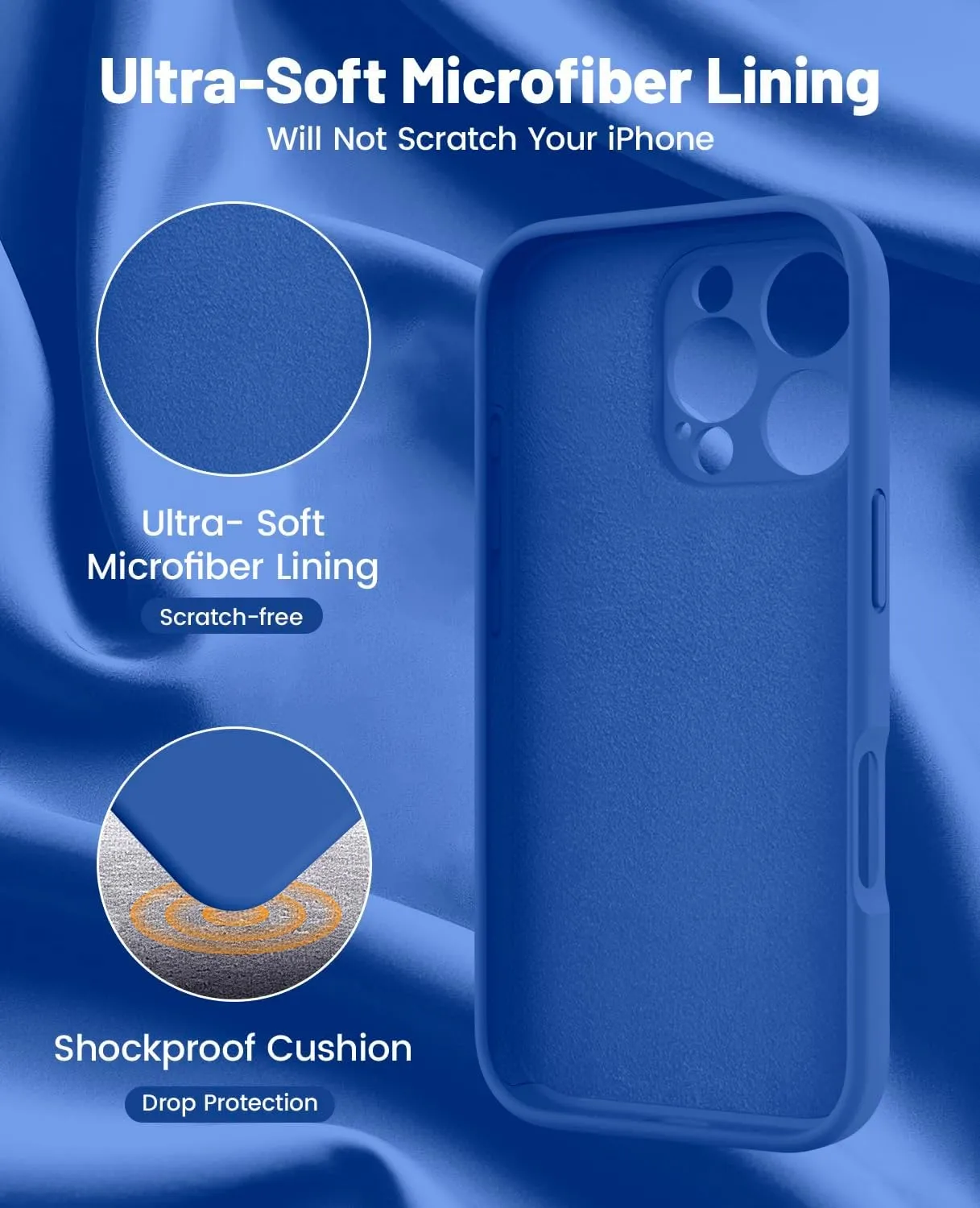 OTOFLY for iPhone 16 Pro Max Case, Compatible with MagSafe, Shockproof Magnetic Silicone Case for iPhone 16 Pro Max,[Military Grade Protection] [2 Pack Screen Protectors], Classic Blue