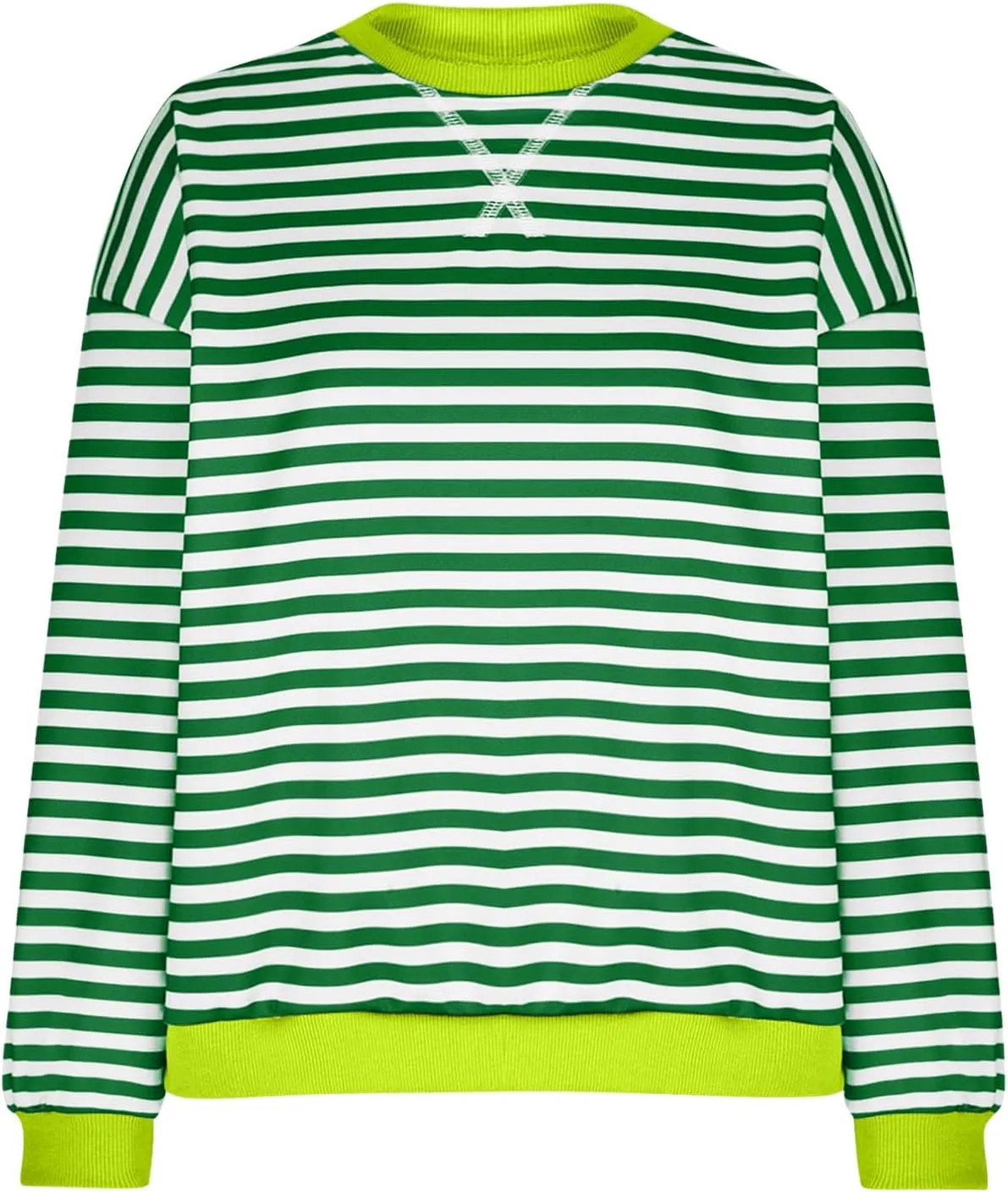 Oversized Tshirts for Women Long Sleeve Crewneck Striped Tops Casual Loose Tunic Top Fashion Dressy Tee Sweatshirts