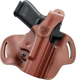 OWB Holster Compatible with Glock 19, 19X, 23, 32, 44, 45 – Outside Waistband Hip Carry Leather Holster, Right-Handed