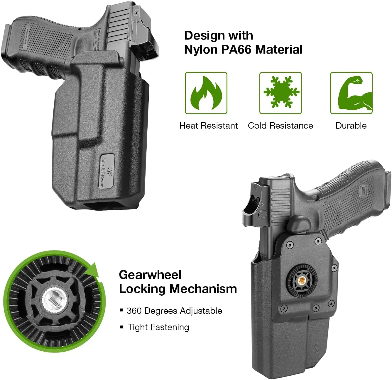 OWB Paddle Holster,Compatible with G17 19 23 32(Gen 1-5) 丨 G22(Gen 1-4),S&W M&P 9/.40 M2.0 4.25'',Outside Carry Holster with Level II Retention,Quick Release丨Adjustable Cant,Right Hand-Black…
