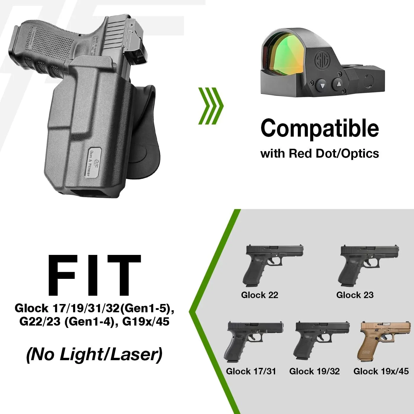 OWB Paddle Holster,Compatible with G17 19 23 32(Gen 1-5) 丨 G22(Gen 1-4),S&W M&P 9/.40 M2.0 4.25'',Outside Carry Holster with Level II Retention,Quick Release丨Adjustable Cant,Right Hand-Black…