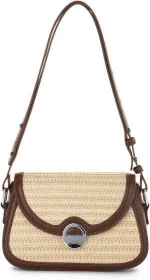Oweisong Straw Beach Bag for Women Summer Purse Woven Vacation Handbags Leather Wicker Crossbody Bag for Spring 2025