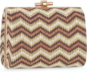 Oweisong Summer 2025 Straw Clutch Purse for Women Woven Boho Beach Bag Striped Crossbody Evening Handbag for Vacation Travel
