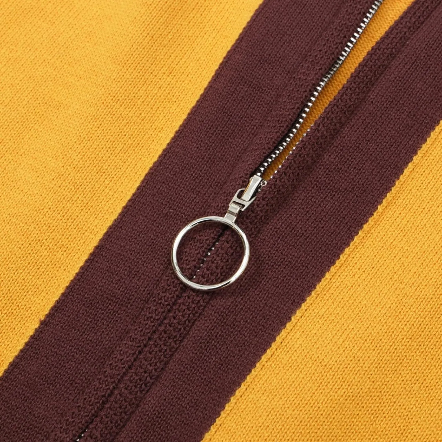 OXKNIT Men's Knit Polo Shirts Full Zip 1960s Style Retro Long Sleeve Cotton Yellow Cardigan Sweater