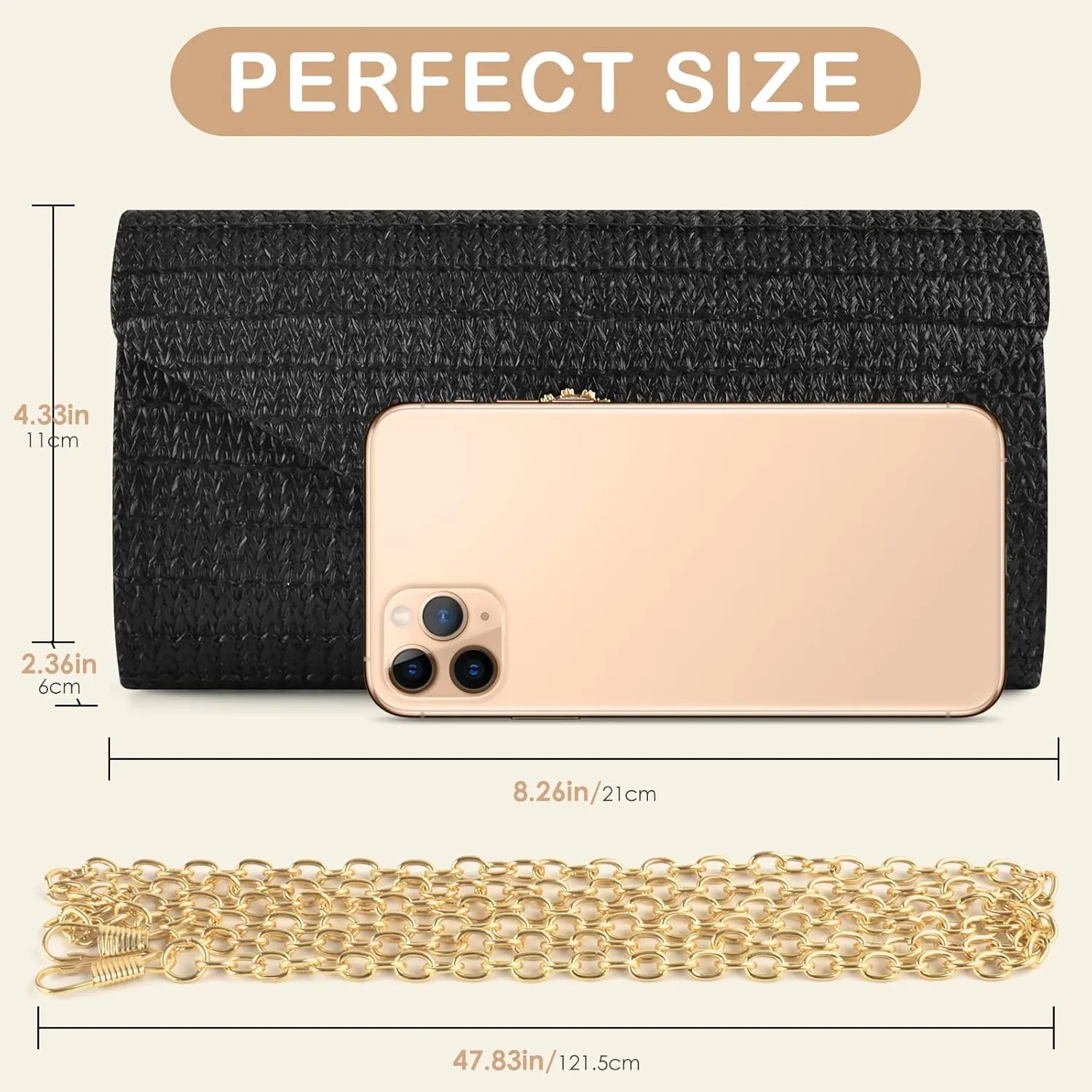 PACETAP Straw Clutch Purse for Women, Pearl Decoration Boho Crossbody Bags Handbags for Beach Travel Vacation Party Prom