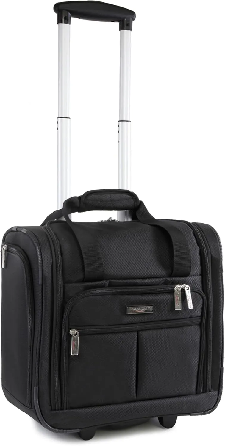 Pacific Coast Signature Underseat 15.5" Rolling Tote Carry-on, Black/Silver