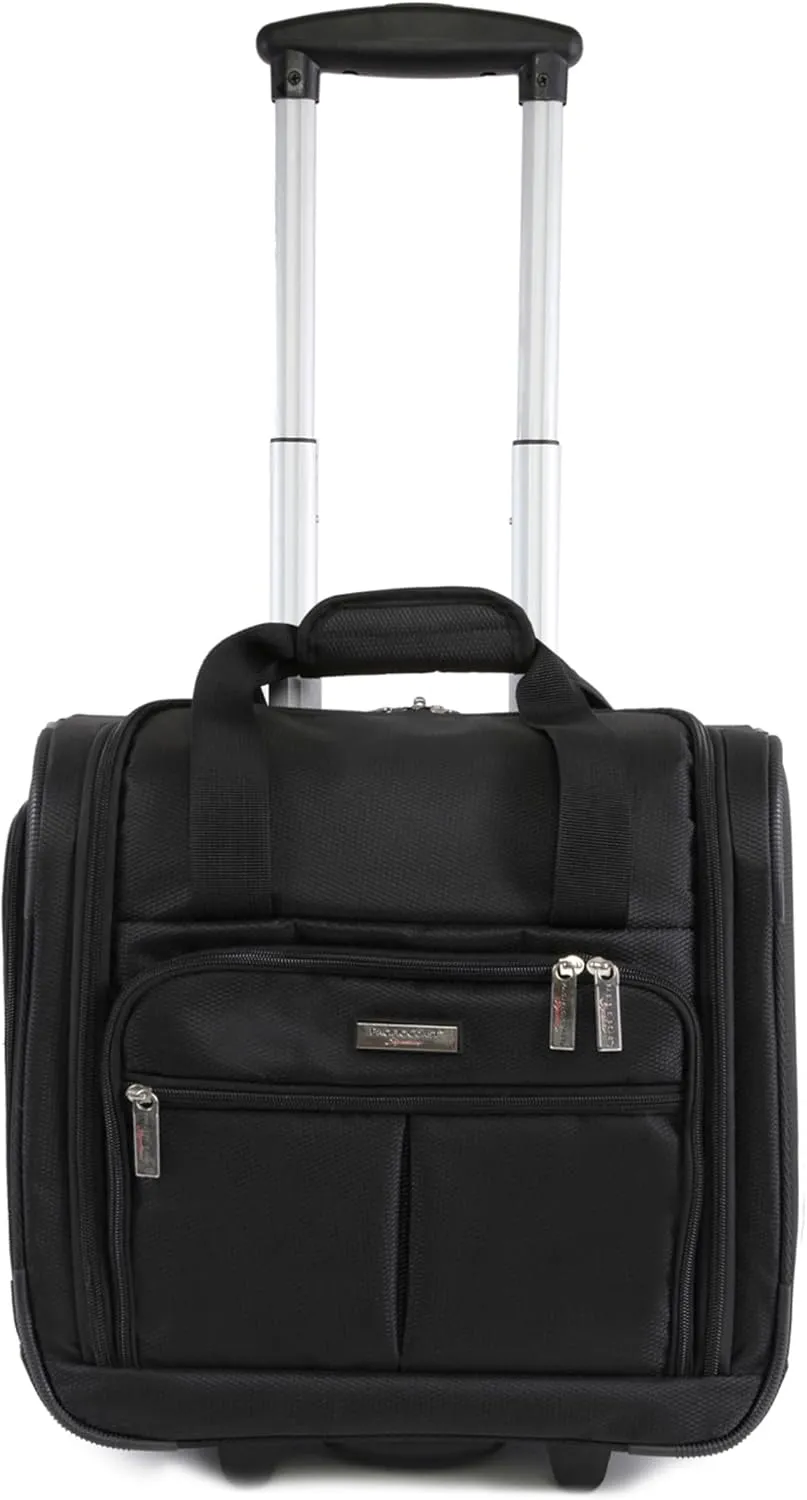 Pacific Coast Signature Underseat 15.5" Rolling Tote Carry-on, Black/Silver