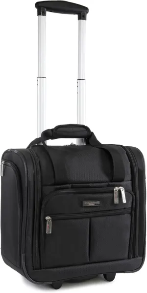Pacific Coast Signature Underseat 15.5" Rolling Tote Carry-on, Black/Silver