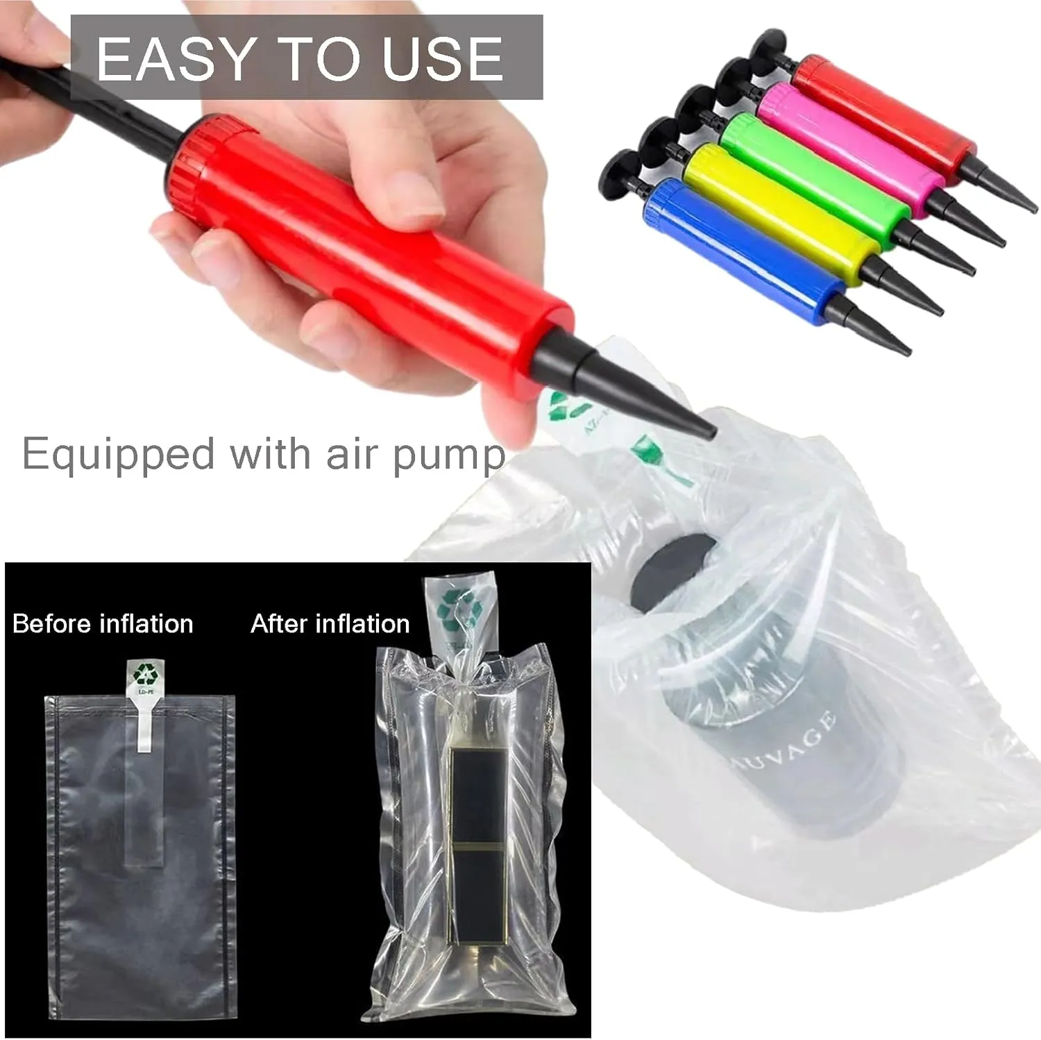Packaging Air Bags,Inflatable Air Packaging Protector Bag Foam Pouches,Bubble Cushioning Wrap,Cushion Foam Pouch for Moving,12x16 Inches,50 Pieces