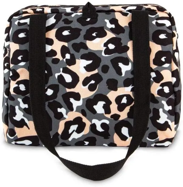 PackIt Freezable Hampton Lunch Bag, Wild Leopard Gray, Built with EcoFreeze Technology, Collapsible, Reusable, Zip Closure with Front Pocket and Shoulder Straps, Perfect for Tweens and Adults