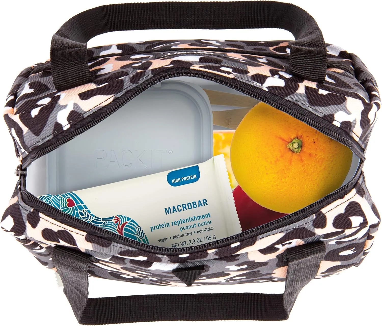 PackIt Freezable Hampton Lunch Bag, Wild Leopard Gray, Built with EcoFreeze Technology, Collapsible, Reusable, Zip Closure with Front Pocket and Shoulder Straps, Perfect for Tweens and Adults