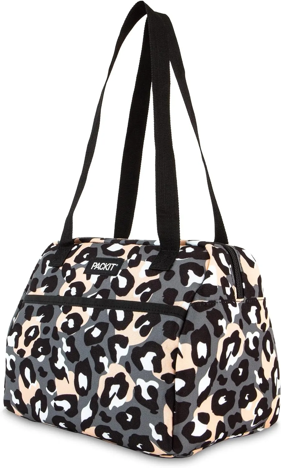 PackIt Freezable Hampton Lunch Bag, Wild Leopard Gray, Built with EcoFreeze Technology, Collapsible, Reusable, Zip Closure with Front Pocket and Shoulder Straps, Perfect for Tweens and Adults