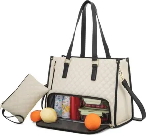 Packuum 3 in 1 Tote Bag,2 in 1 Lunch Bag Combo Women Purse and Lunch Combo,Laptop Tote For Business Work Travel