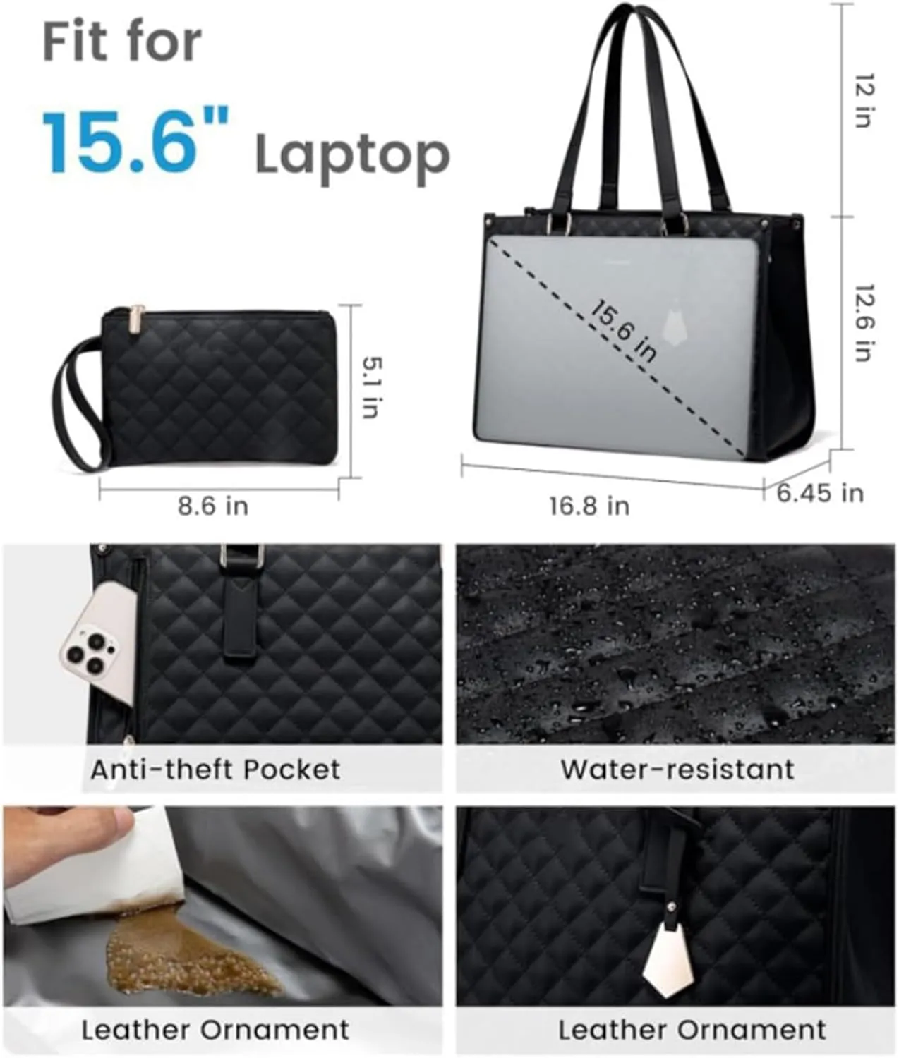 Packuum 3 in 1 Tote Bag,2 in 1 Lunch Bag Combo Women Purse and Lunch Combo,Laptop Tote For Business Work Travel