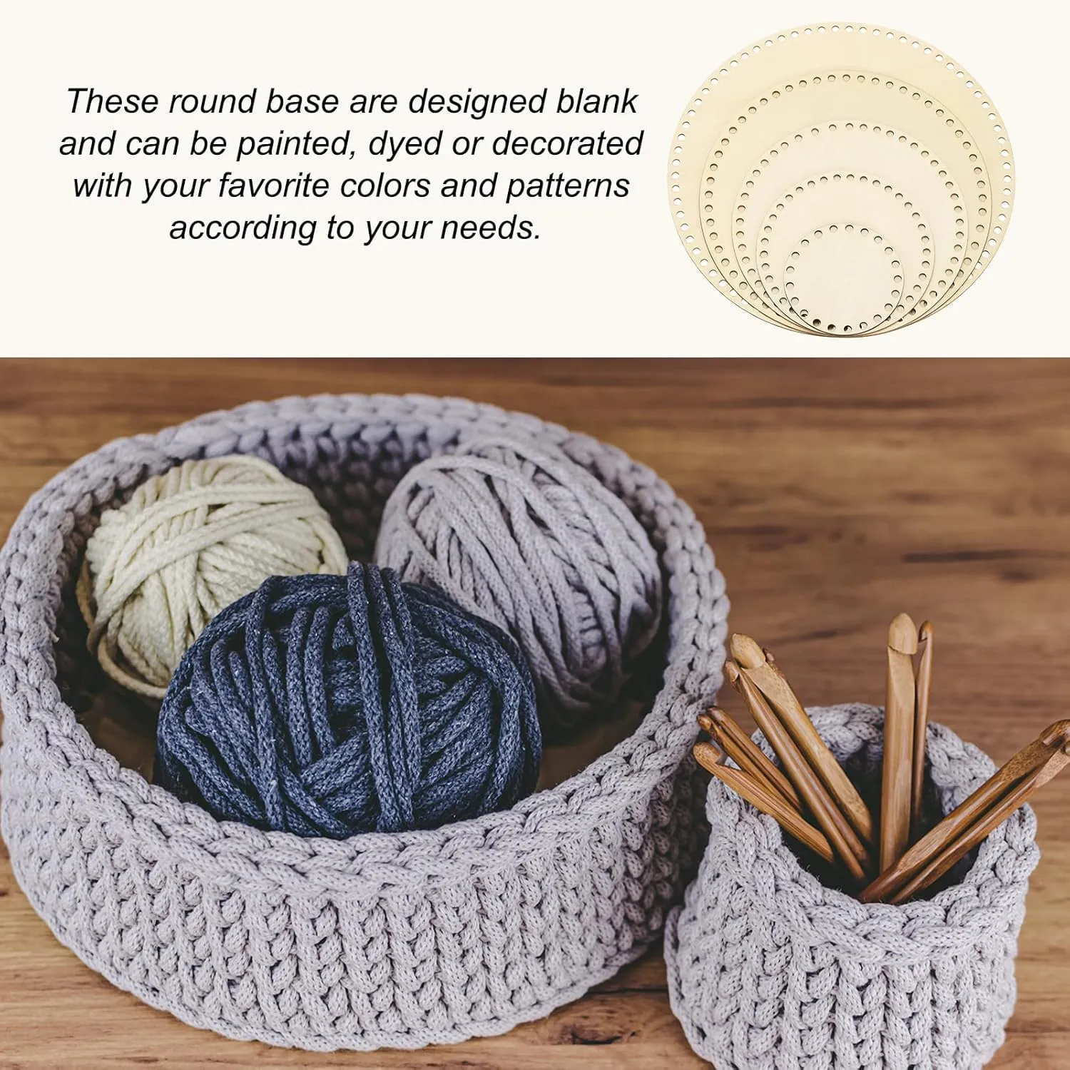 PATIKIL 10 Inch Crochet Basket Base, 10Pcs Basket Bottoms Round Wood Base Shaper Bag Making Supplies Weaving Knitting Kit for Crochet Shoulder Bag Handbag Purse Craft