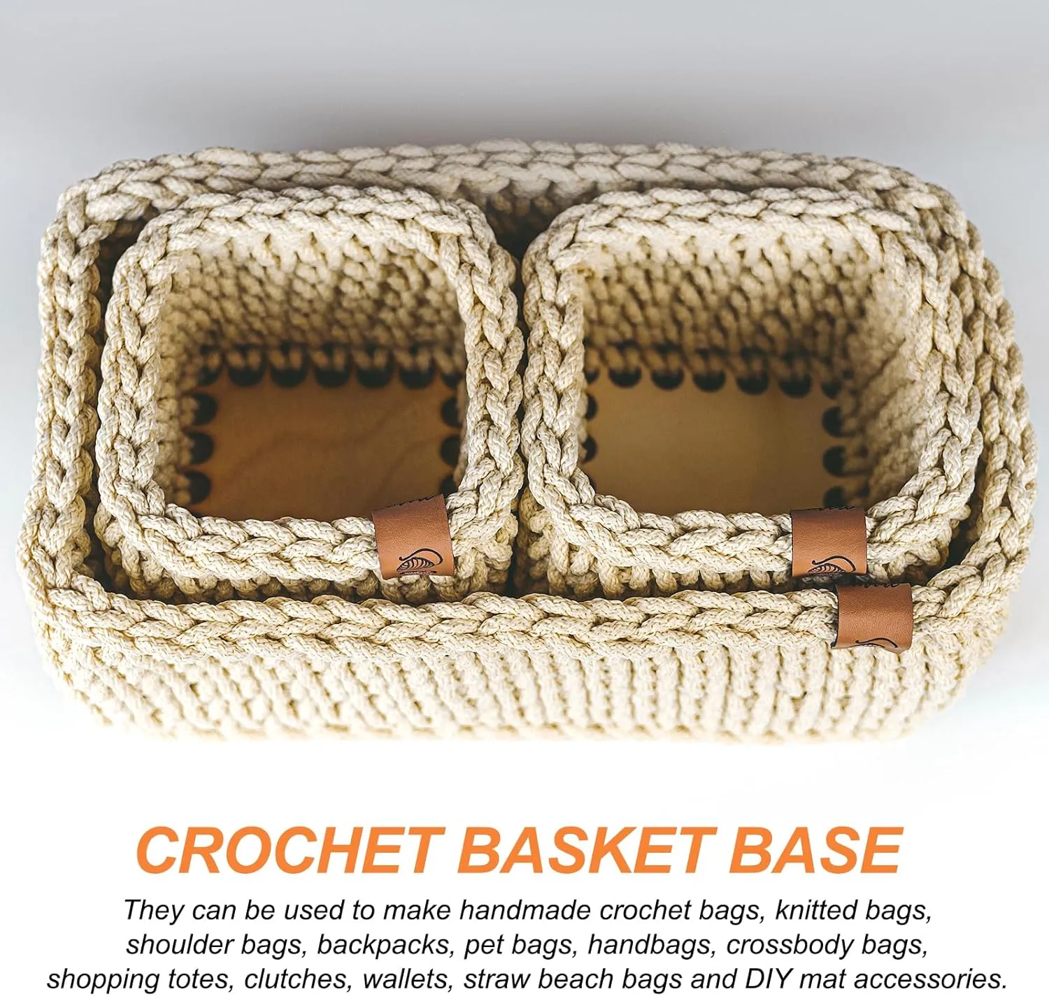 PATIKIL 10 Inch Crochet Basket Base, 10Pcs Basket Bottoms Round Wood Base Shaper Bag Making Supplies Weaving Knitting Kit for Crochet Shoulder Bag Handbag Purse Craft