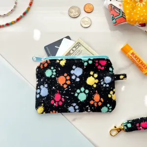 Paw Print Coin Purse, Cute Zipper Pouch, Handmade Zipper Pouch