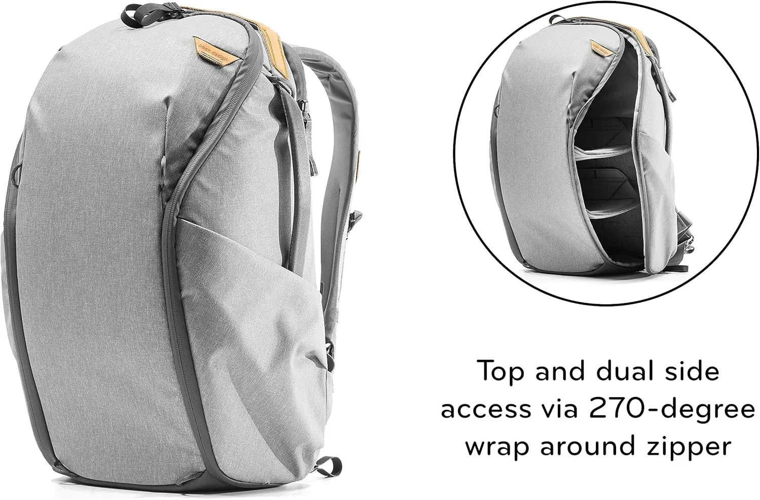 Peak Design Everyday Backpack Zip 15L Ash, Carry-on Backpack with Laptop Sleeve (BEDBZ-15-AS-2)