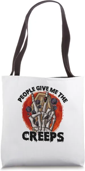 People Give Me The Creeps Skeleton Hand Black Widow Design Tote Bag