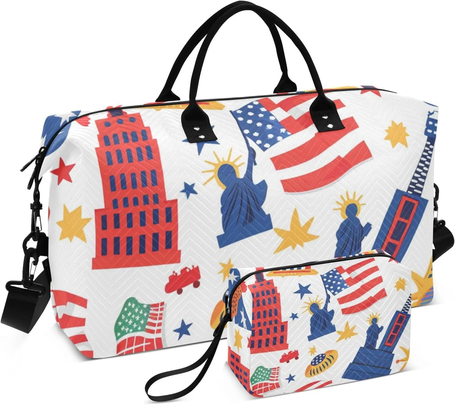 Personal Item Travel Bag Weekender Travel Overnight Bag Sports Duffel Bags with Adjustable Strap for Sports Large Capacity Flag Toys 4th Of July Independence Day