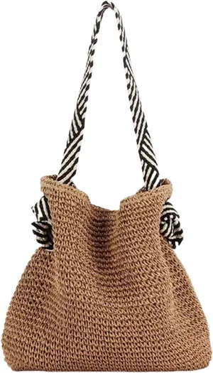Personalized straw beach bag, eco-friendly large handbag, stylish beach, lightweight foldable women's shoulder bag