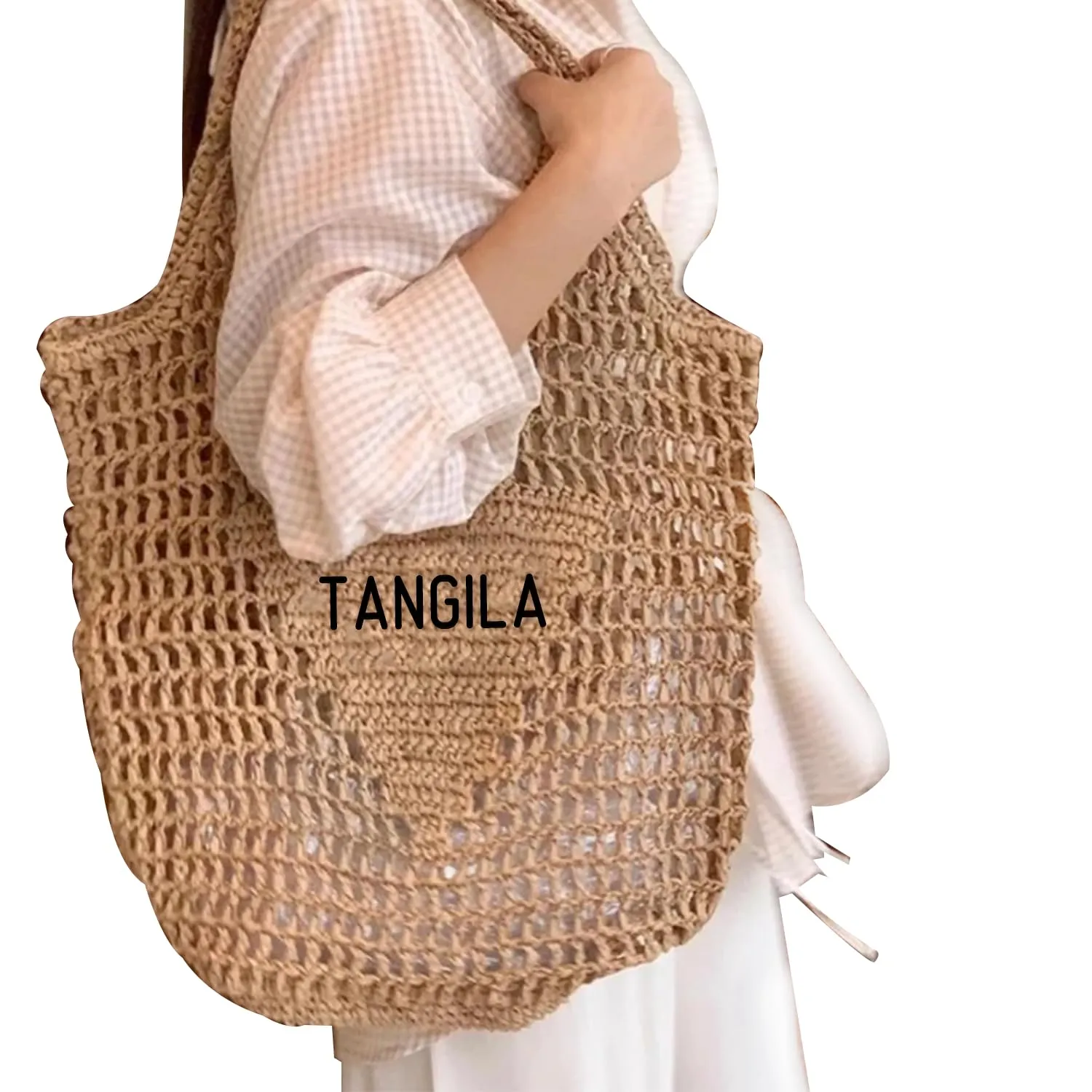 Personalized Women'S Straw Mesh Tote Bag Hollowed Out Beach Bag That Won'T Take Away Gravel A Summer Item For Sunbathing Customizable Name Women'S Shoulder Bag Tote Bag