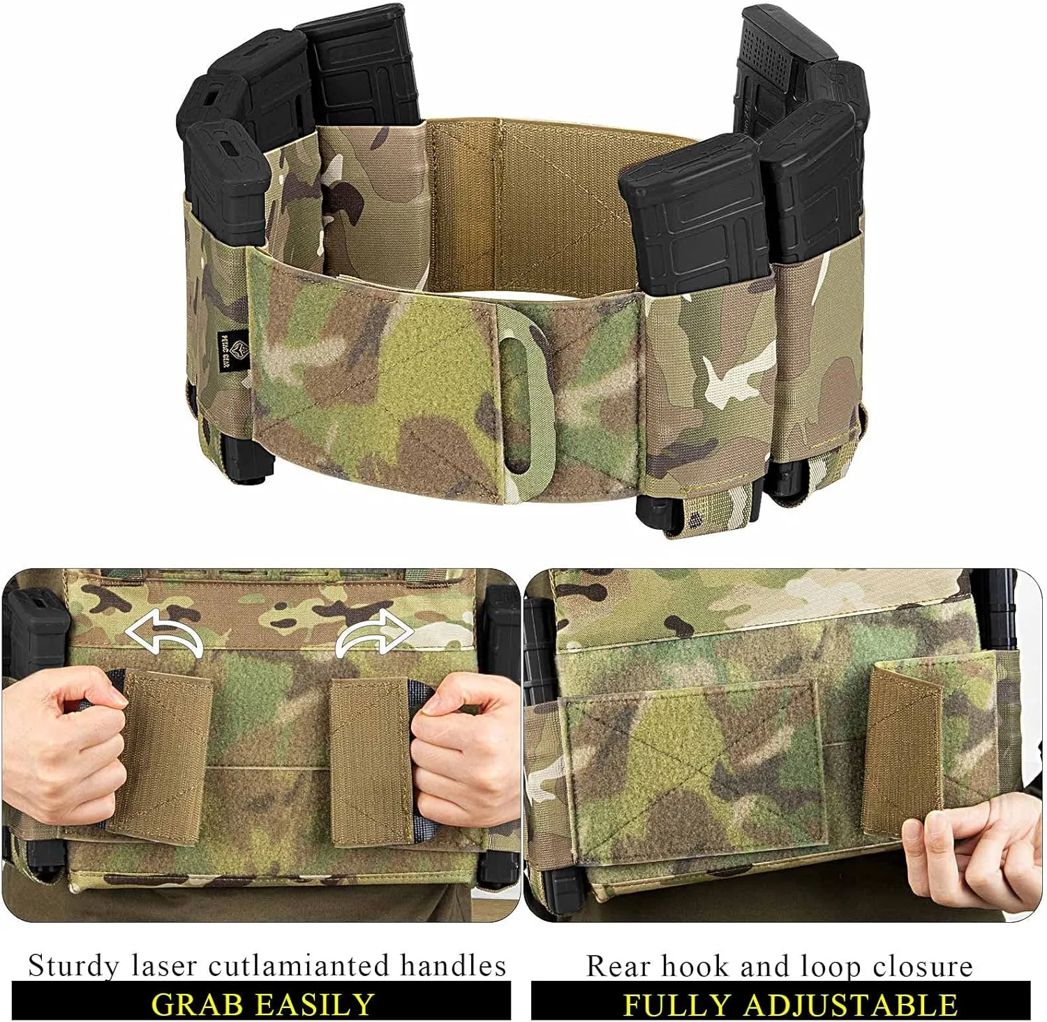 PETAC GEAR Elastic Cummerbund for Tactical Vest Stretch Cummerbund with 8 Pouches for FCPC LBT LBX