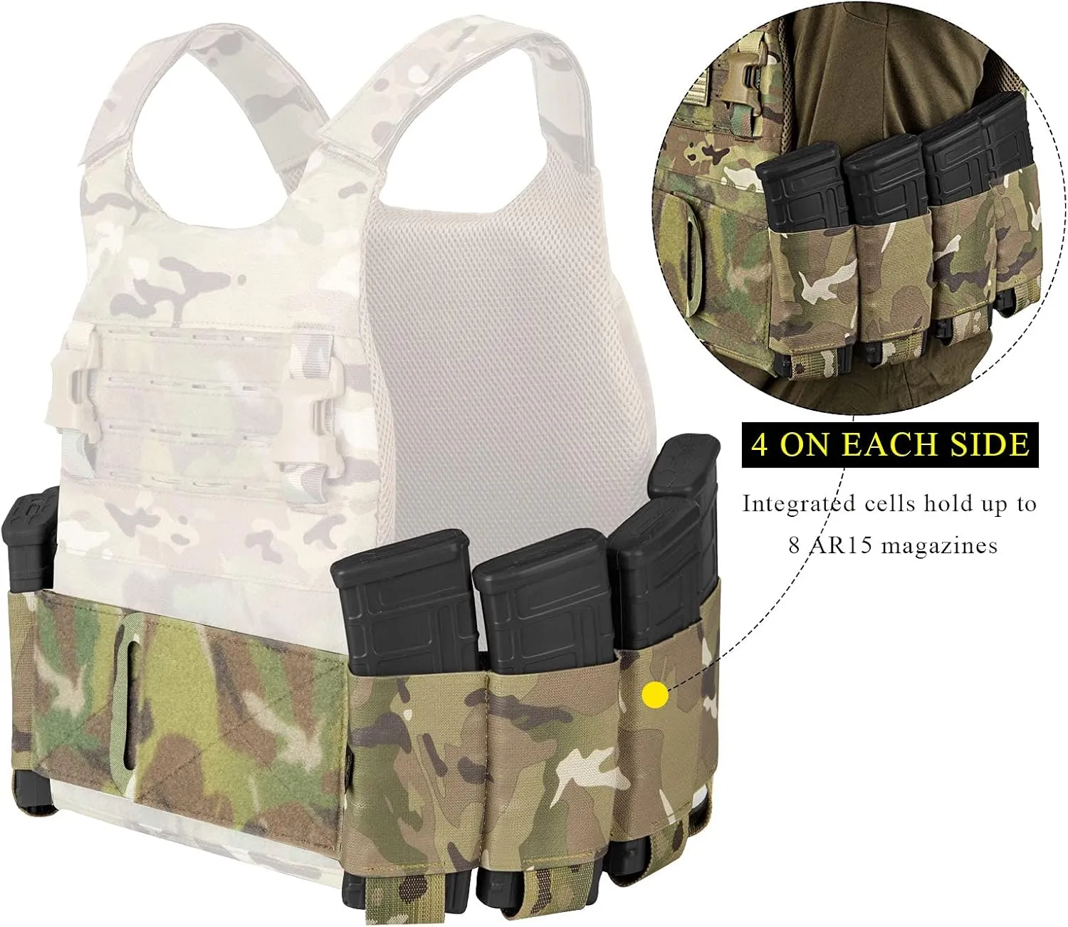 PETAC GEAR Elastic Cummerbund for Tactical Vest Stretch Cummerbund with 8 Pouches for FCPC LBT LBX