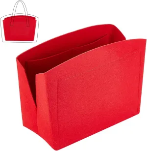 PH PandaHall 1pc Purse Organizer Insert Large Bag Organizer with Alloy Zipper Red Felt Handbags Base Shaper Shell-Shaped Tote Organizer Tote Liner Pouch for Tote Bag Handbag Purse, 11.8×5.1×9”
