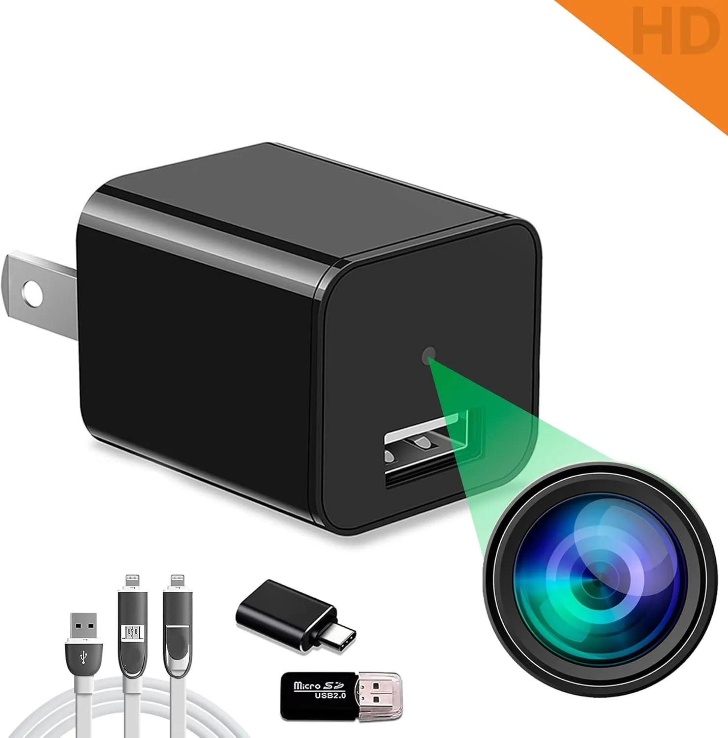 Plug-in 1080P HD Mini Camera – Premium, 110° Wide View - Plug & Use - WiFi-Free Setup – Compact USB Cam for Simple, Reliable Indoor Use – Easy File Access – Ideal for Pets Nanny