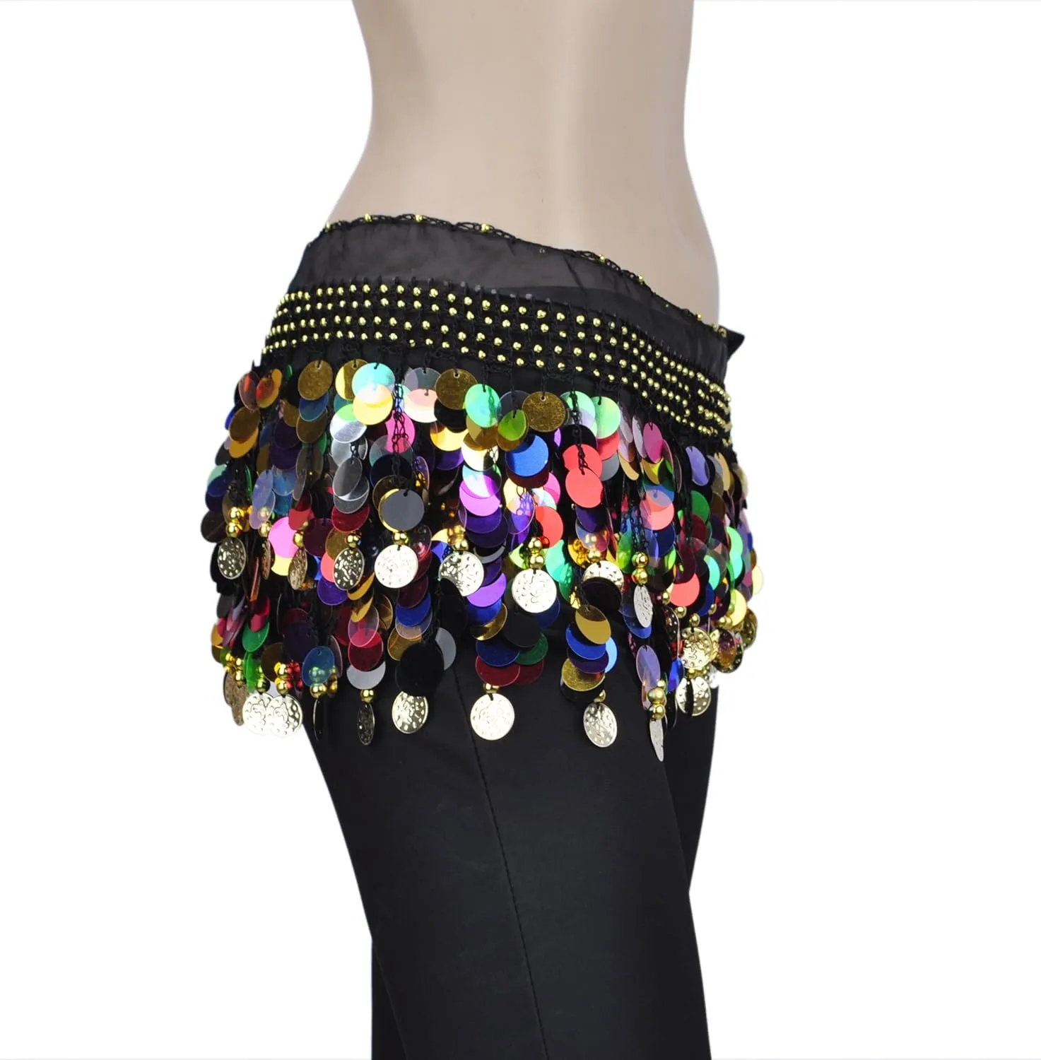 Plus Size Belly Dance Hip Scarf With Paillettes