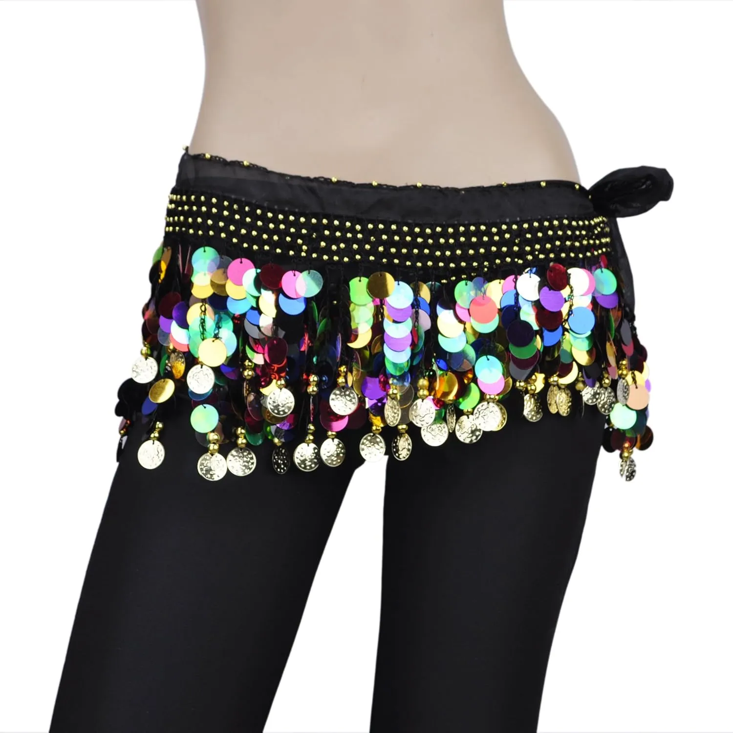 Plus Size Belly Dance Hip Scarf With Paillettes