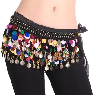 Plus Size Belly Dance Hip Scarf With Paillettes
