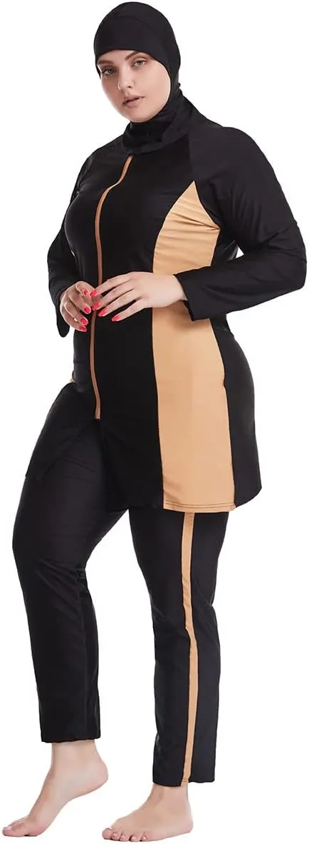 Plus Size Muslim Swimsuits for Women Modest Islamic Swimwear Burkini Full Cover Hijab Top Pants 3PCS Fat Bathing Suits