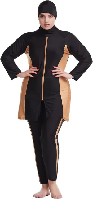 Plus Size Muslim Swimsuits for Women Modest Islamic Swimwear Burkini Full Cover Hijab Top Pants 3PCS Fat Bathing Suits