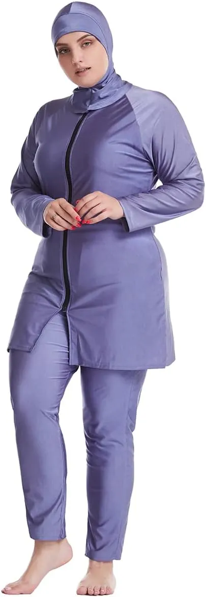 Plus Size Muslim Swimsuits for Women Modest Islamic Swimwear Burkini Full Cover Hijab Top Pants 3PCS Fat Bathing Suits