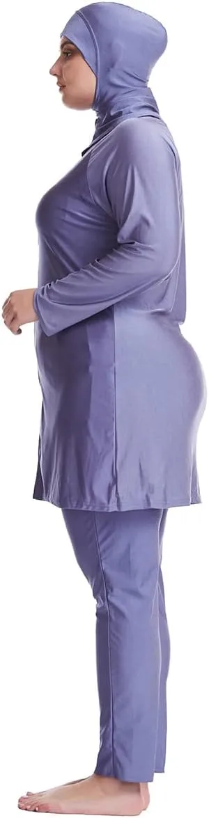 Plus Size Muslim Swimsuits for Women Modest Islamic Swimwear Burkini Full Cover Hijab Top Pants 3PCS Fat Bathing Suits