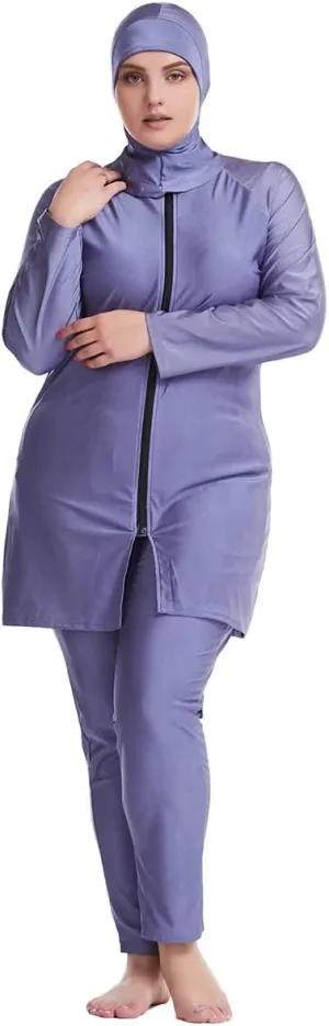 Plus Size Muslim Swimsuits for Women Modest Islamic Swimwear Burkini Full Cover Hijab Top Pants 3PCS Fat Bathing Suits