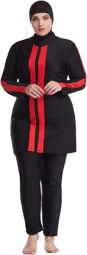 Plus Size Muslim Swimsuits for Women Modest Islamic Swimwear Burkini Full Cover Hijab Top Pants 3PCS Fat Bathing Suits