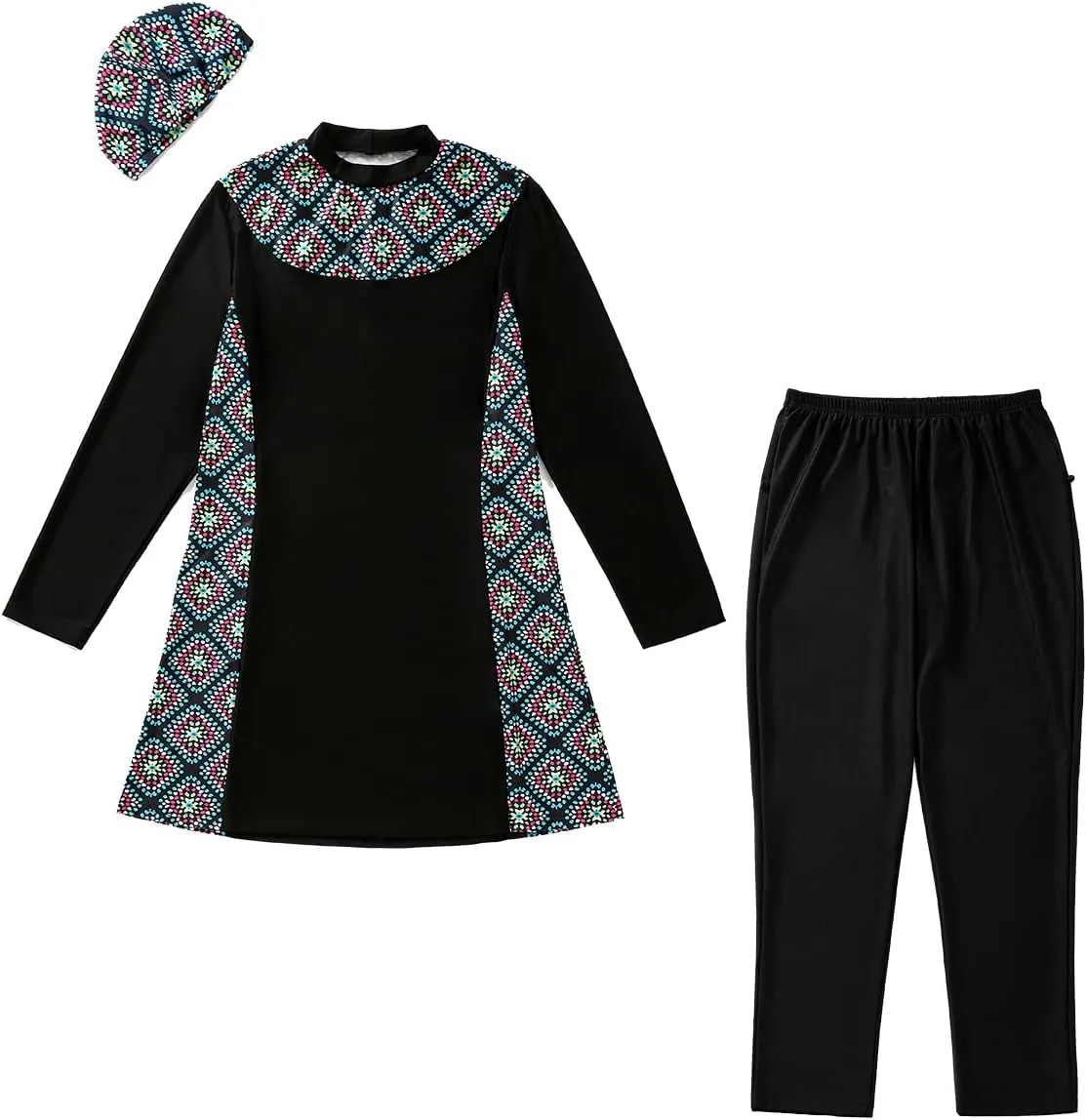 Plus Size Muslim Swimsuits for Women Modest Islamic Swimwear Burkini Full Cover Hijab Top Pants 3PCS Fat Bathing Suits