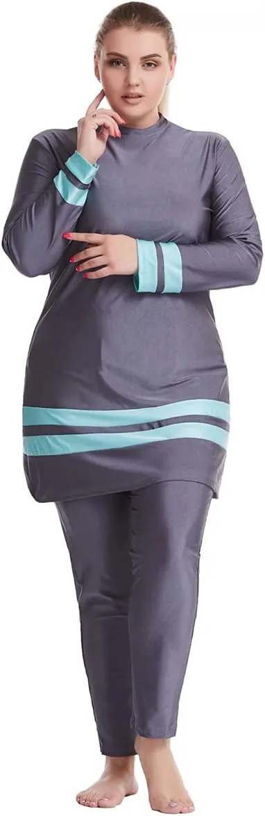 Plus Size Muslim Swimsuits for Women Modest Islamic Swimwear Burkini Full Cover Hijab Top Pants 3PCS Fat Bathing Suits