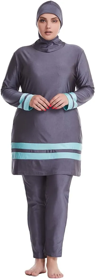 Plus Size Muslim Swimsuits for Women Modest Islamic Swimwear Burkini Full Cover Hijab Top Pants 3PCS Fat Bathing Suits